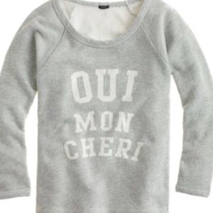 J.Crew Grey and White Sweatshirt “Oui Mon Cheri”